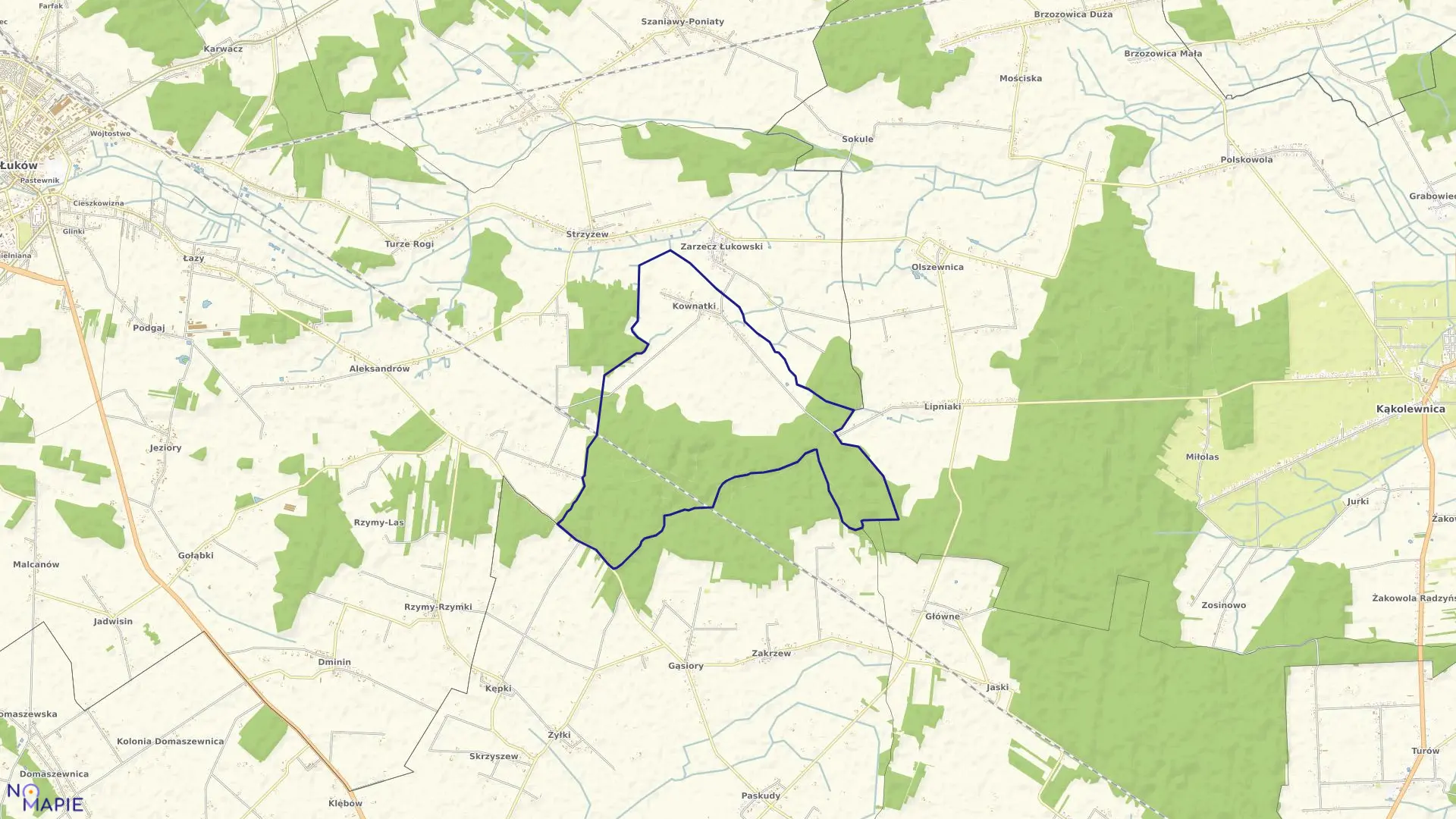 Mapa obrębu KOWNATKI w gminie Łuków