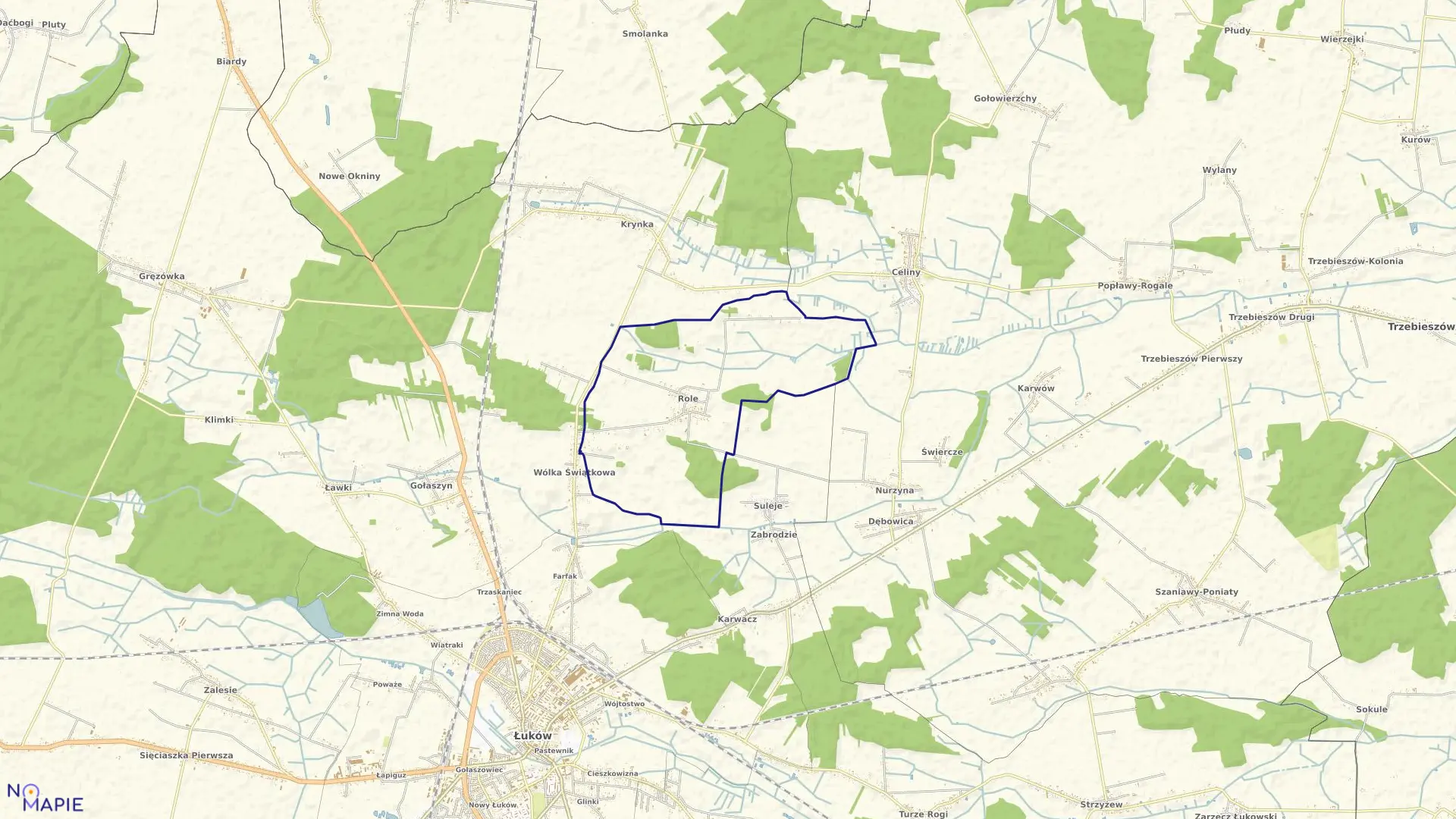 Mapa obrębu ROLE w gminie Łuków