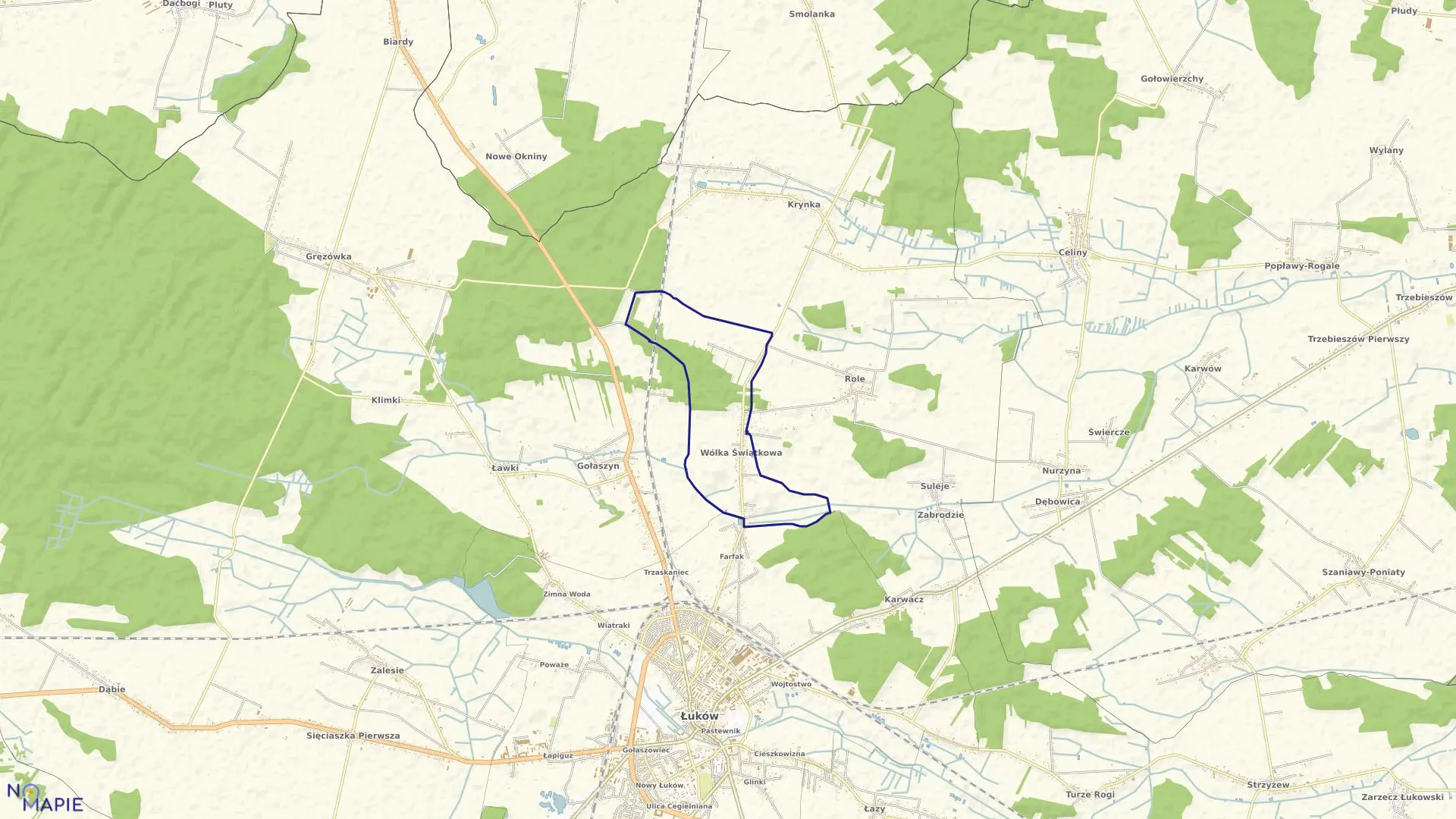 Mapa obrębu WÓLKA ŚWIĄTKOWA w gminie Łuków